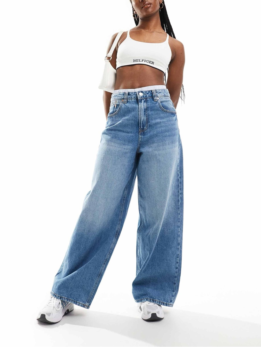 stradivarius Light Blue High-Rise Wide Leg Jeans